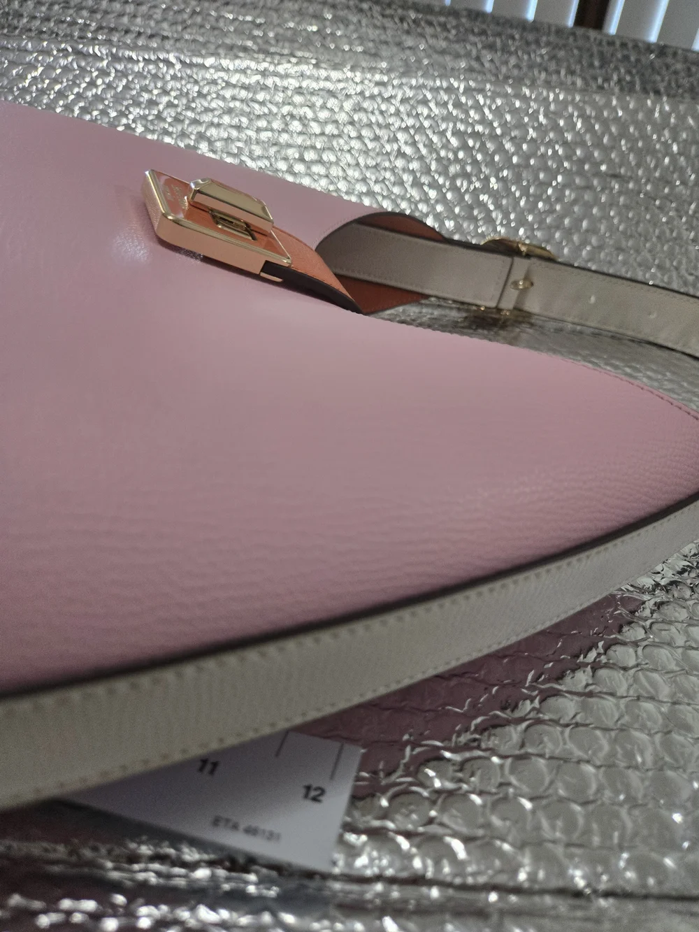 Kate Spade  Pink Leather Shoulder Bag with Orange/ Off White Accent